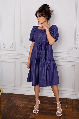 Платье Эдна с эффектными рукавами-буфами, цвета фиолет